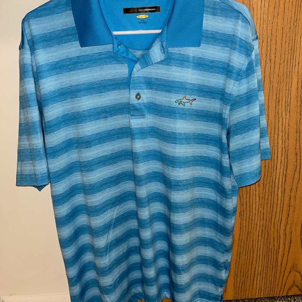 Men's Blue Striped Polo Shirt